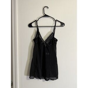 Sabrina Carpenter Sheer Black Lace Floral Lingerie Babydoll Teddy Slip Y2K M